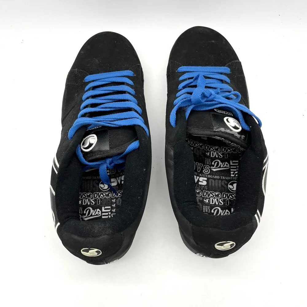 DVS Vendetta Skate Shoes Sneakers Black Suede Blue Laces‎ Mens Size 13 Y2K